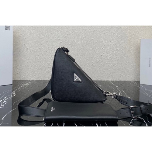 Prada 2VH157 Saffiano leather and leather shoulder bag in Black Leather Prada 2VH157 Saffiano leather and leather shoulder bag in Black Leather