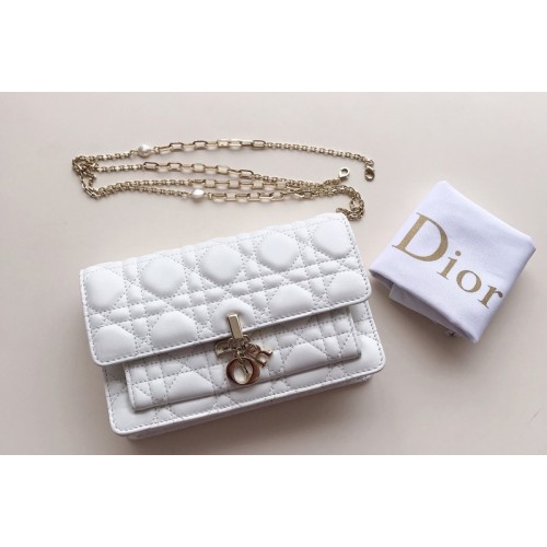 Christian Dior S0937 Lady Dior pouch in White Cannage Lambskin