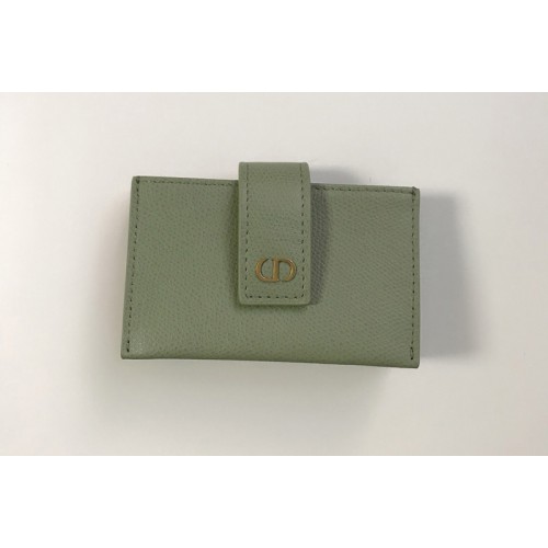 Christian Dior S2058 30 Montaigne 5-gusset card holder in Green Grained Calfskin