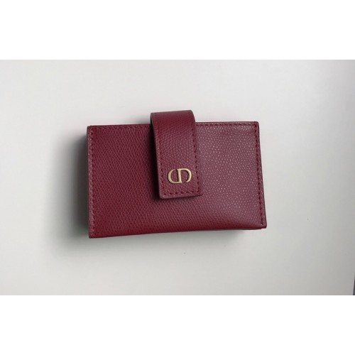 Christian Dior S2058 30 Montaigne 5-gusset card holder in Red Grained Calfskin