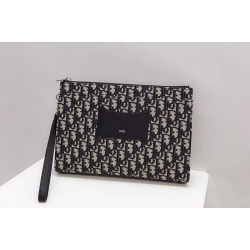 DIOR OBLIQUE POUCH in blue Dior Oblique jacquard canvas
