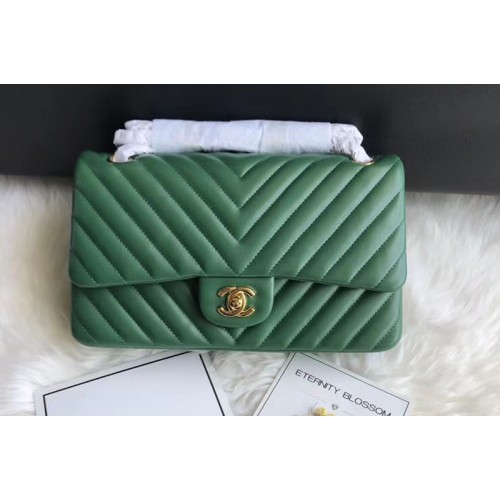 Chanel Flap Bag Original Chevron Sheepskin Leather 1112 Green Gold Chain Chanel Flap Bag Original Chevron Sheepskin Leather 1112 Green Gold Chain