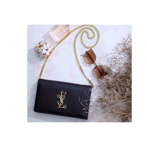 YSL Star Monogram Chain Clutch Black
