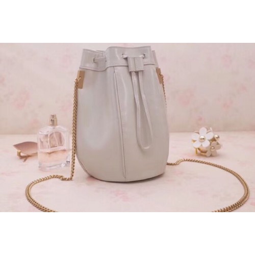 YSL Talitha Small Bucket Bag in Smooth Leather White