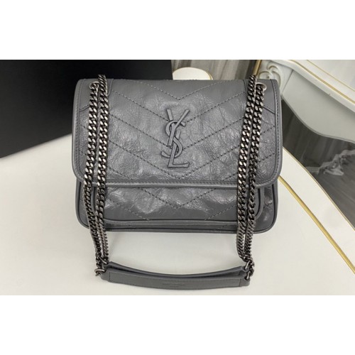 YSL niki Baby bag in Dark Grey vintage crinkled leather