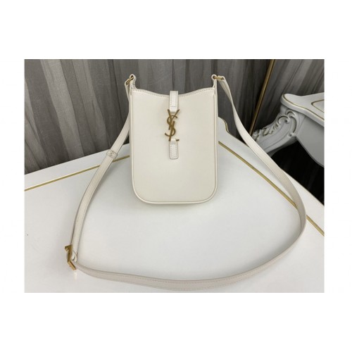 YSL LE 5 À 7 MINI VERTICAL bag IN White VEGETABLE-TANNED LEATHER