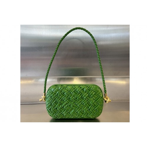 Bottega Veneta Knot on Strap Bag in Green Foulard intreccio leather minaudiere