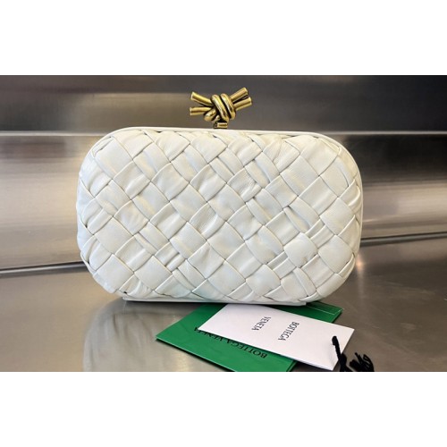 Bottega Veneta Knot Bag in White Foulard intreccio leather minaudiere