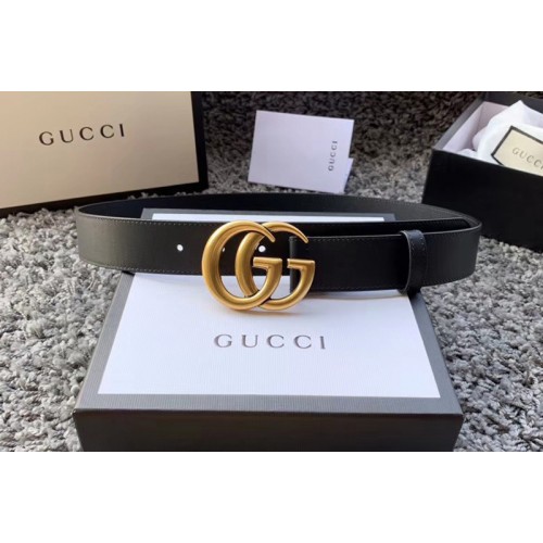 Gucci 35mm Leather belt with Gold Double G buckle in Black Leather Gucci 35mm Leather belt with Gold Double G buckle in Black Leather