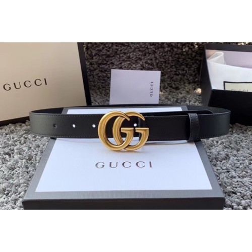 Gucci 30mm Leather belt with Gold Double G buckle in Black Leather Gucci 30mm Leather belt with Gold Double G buckle in Black Leather