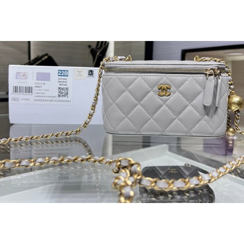 Chanel AP2303 Clutch With Chain in Gray Lambskin