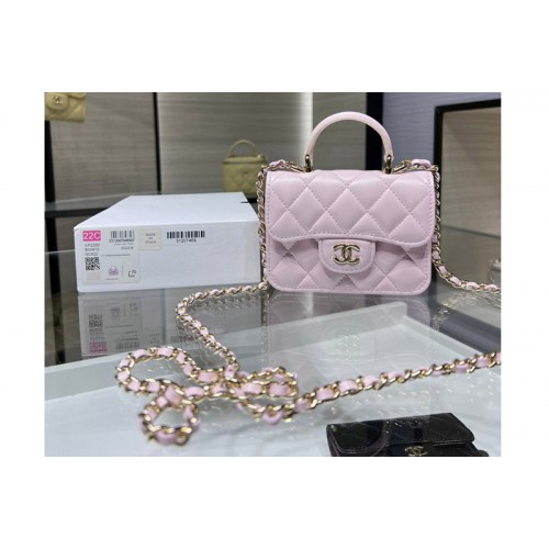 Chanel AP2200 Mini Flap Bag in Pink Leather