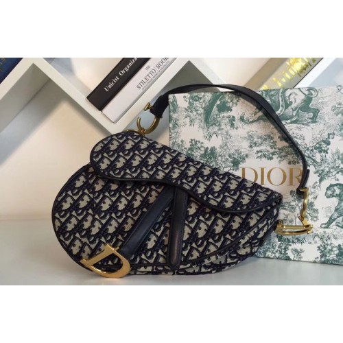 Dior M0446 Oblique Saddle bags in blue Dior Oblique jacquard canvas Dior M0446 Oblique Saddle bags in blue Dior Oblique jacquard canvas