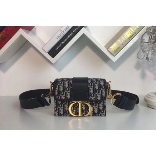 Dior 30 Montaigne M9204 Box bag in blue Dior Oblique jacquard canvas