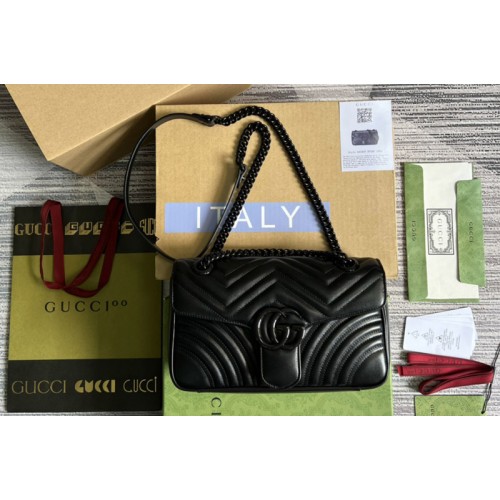 Gucci Marmont small shoulder bag in Black matelasse chevron leather