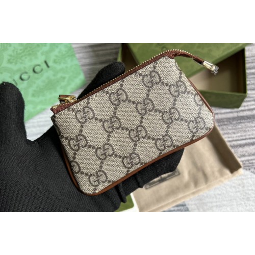 Gucci Supreme key pouch in Beige ebony Supreme canvas