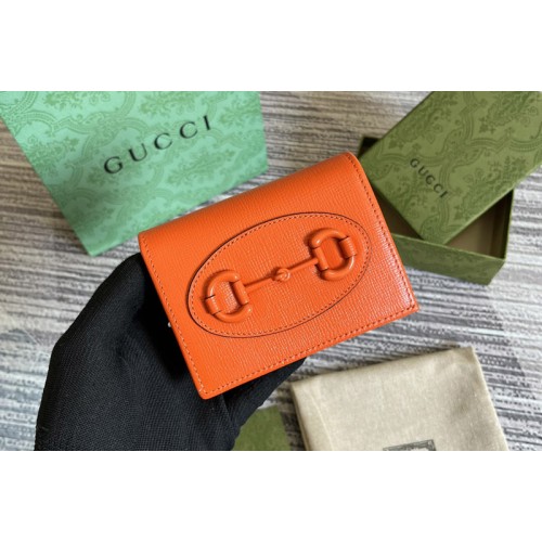 Gucci Horsebit 1955 card case wallet in Orange leather