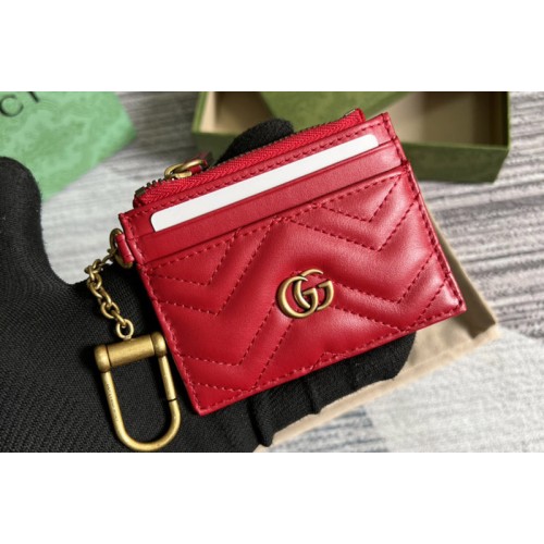 Gucci Marmont keychain wallet in Red matelasse chevron leather