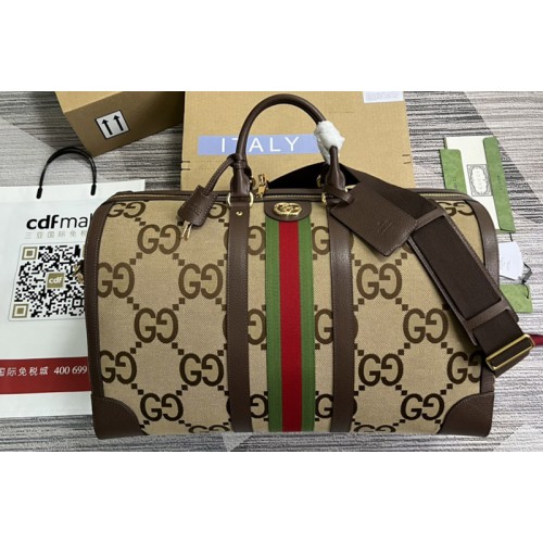 Gucci Savoy large duffle bag in Camel and ebony jumbo canvas