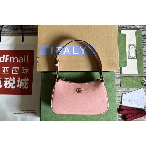 Gucci Aphrodite shoulder bag with Double G in Light pink leather