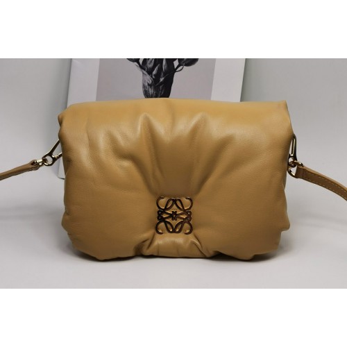 Loewe Mini Puffer Goya bag in Tan shiny nappa lambskin