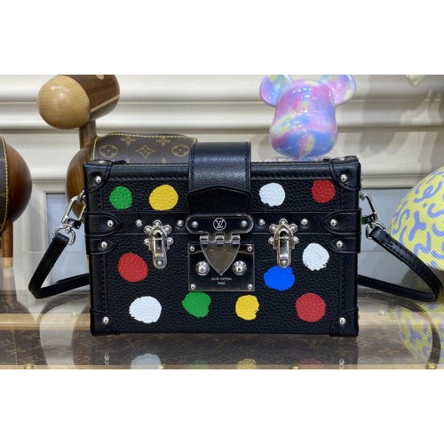 Louis Vuitton M21621 LVxYK Petite Malle Bag in Black Taurillon bull calf leather with 3D Painted Dots print Louis Vuitton M21621 LVxYK Petite Malle Bag in Black Taurillon bull calf leather with 3D Painted Dots print