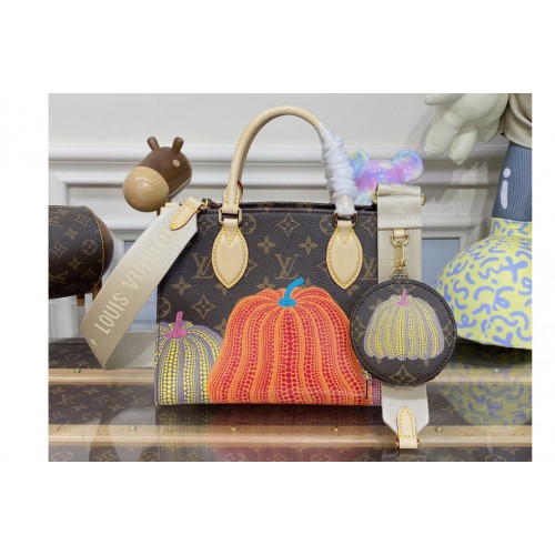 Louis Vuitton M46467 LVxYK OnTheGo PM Bag in Monogram coated canvas with Pumpkin print