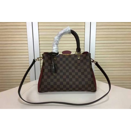 Louis Vuitton N41675 Brittany Bag in Damier Ebene Canvas With Bordeaux Calf Leather Louis Vuitton N41675 Brittany Bag in Damier Ebene Canvas With Bordeaux Calf Leather