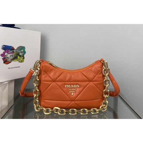 Prada 1BC157 Prada System nappa leather patchwork bag in Orange Leather Prada 1BC157 Prada System nappa leather patchwork bag in Orange Leather