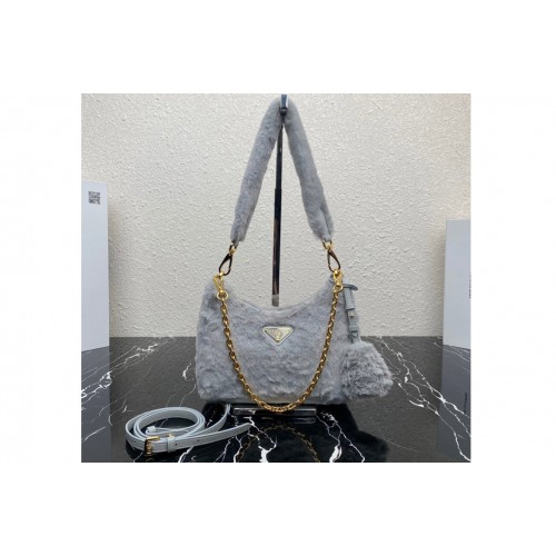 Prada 1BC204 Shearling mini-bag in Grey Shearling