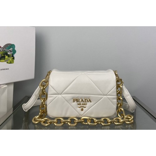 Prada 1BD292 Prada System nappa patchwork shoulder bag in White Leather