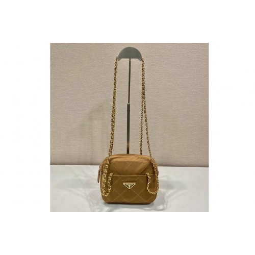 Prada 1BD632 Vintage Chain Stray Bag in Brown Nylon