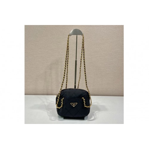Prada 1BD632 Vintage Chain Stray Bag in Black Nylon