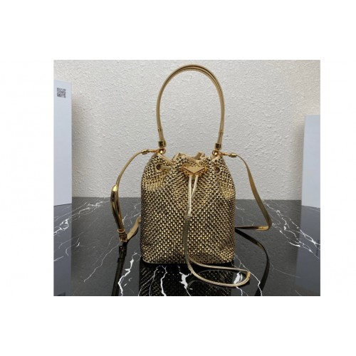 Prada 1BE067 Satin mini-bag with crystals in Platinum