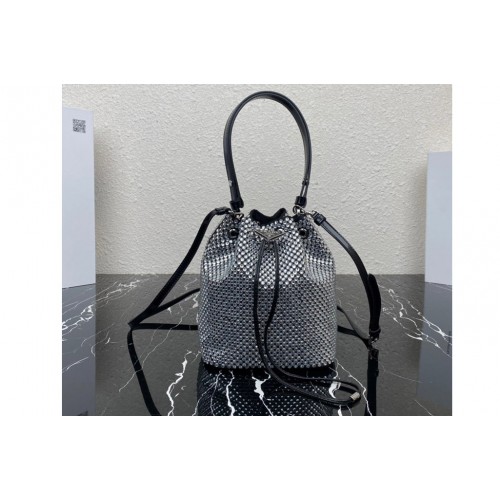 Prada 1BE067 Satin mini-bag with crystals in Metal