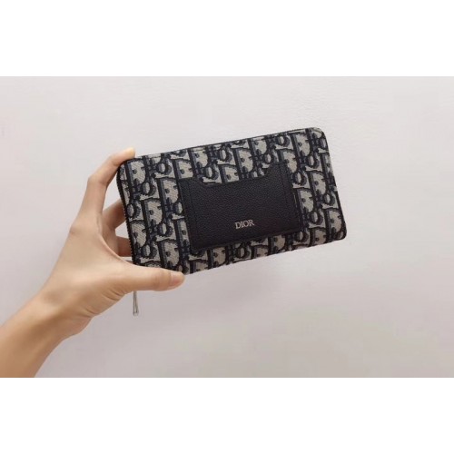 DIOR OBLIQUE JACQUARD ZIPPED Wallets in black Dior Oblique jacquard Canvas