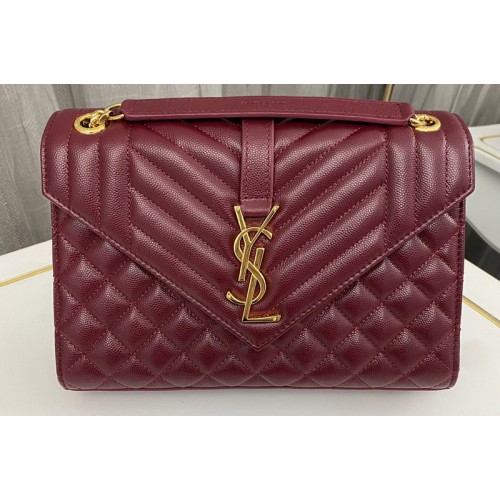 YSL ENVELOPE MEDIUM bag IN Red QUILTED GRAIN DE POUDRE EMBOSSED LEATHER